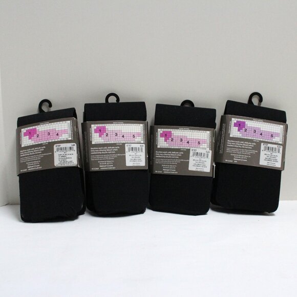 4 Pair Secret Treasures Size 1 Black Tights - 3 Alike - 1 Different - Picture 2 of 6